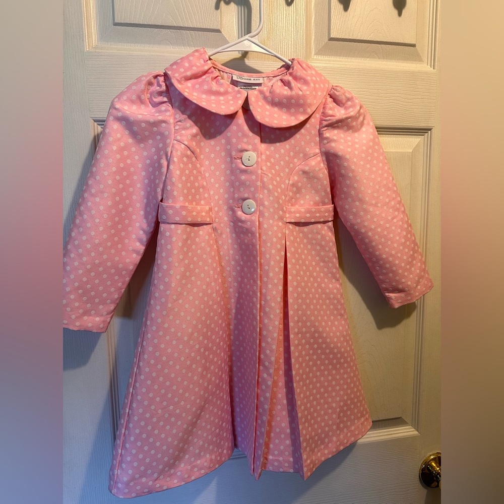 Bonnie Jean Pink Polka Dot Dress Coat